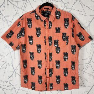 Artistry In Motion Pineapple Skulls 100% Cotton Button Up Shirt